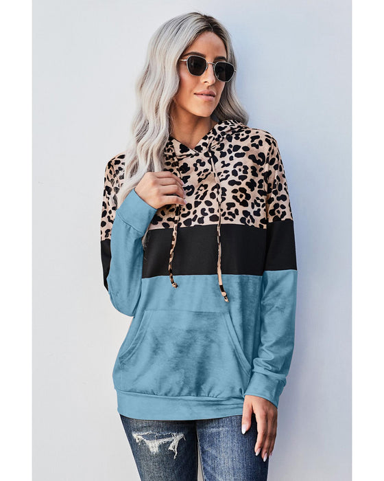 Azura Exchange Leopard Colorblock Hoodie - M