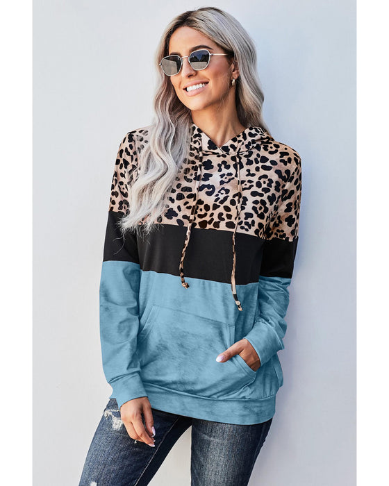 Azura Exchange Leopard Colorblock Hoodie - S