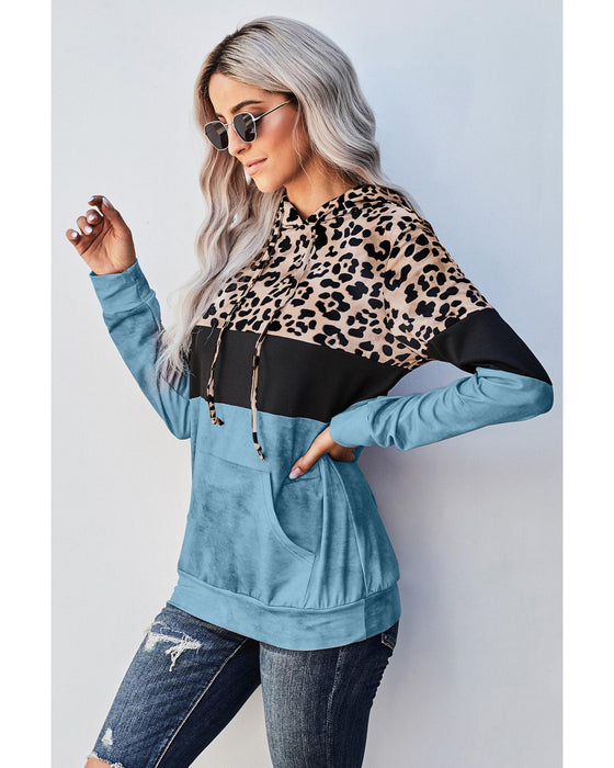 Azura Exchange Leopard Colorblock Hoodie - S