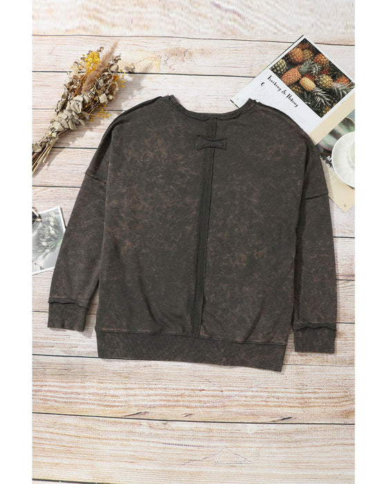 Azura Exchange Acid Wash Drop Shoulder Long Sleeve Sweatshirt with Pockets - L