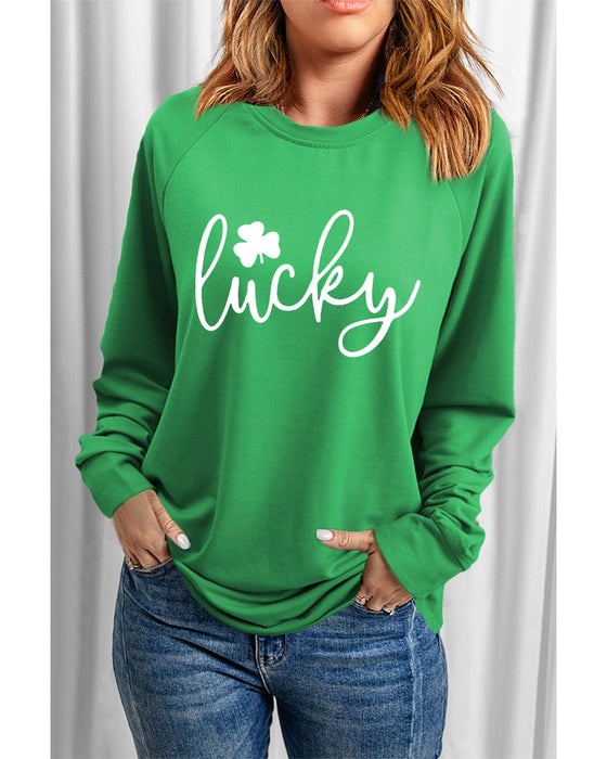 Azura Exchange Lucky Clover Print Graphic Sweatshirt - L