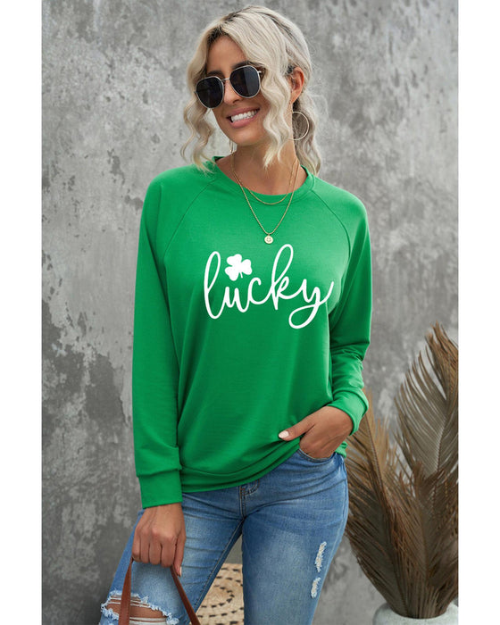 Azura Exchange Lucky Clover Print Graphic Sweatshirt - L