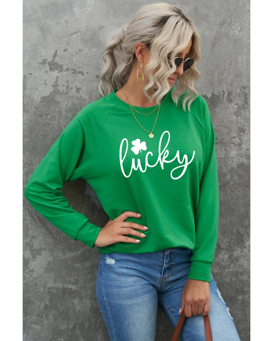 Azura Exchange Lucky Clover Print Graphic Sweatshirt - L