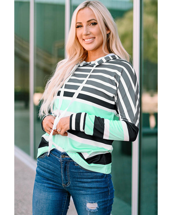 Azura Exchange Striped Drawstring Long Sleeve Hoodie - XL