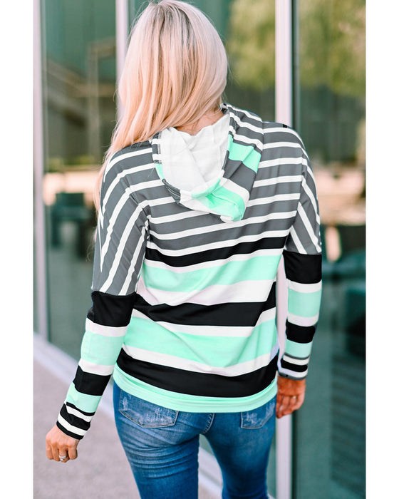 Azura Exchange Striped Drawstring Long Sleeve Hoodie - XL