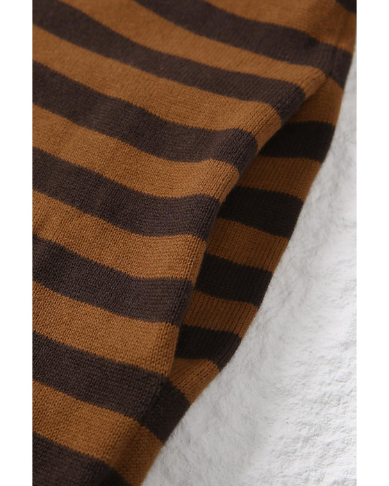 Azura Exchange Striped Knit Quarter Zip Hoodie - M