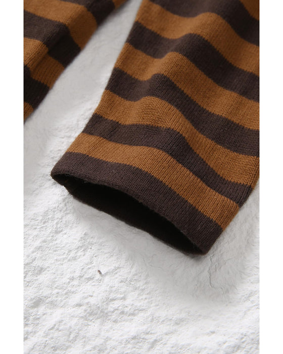 Azura Exchange Striped Knit Quarter Zip Hoodie - M