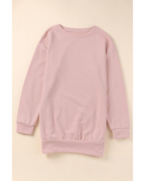 Azura Exchange Slit Buttons Crew Neck Sweatshirt - L