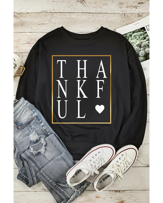 Azura Exchange Thankful Heart Print Sweatshirt - L