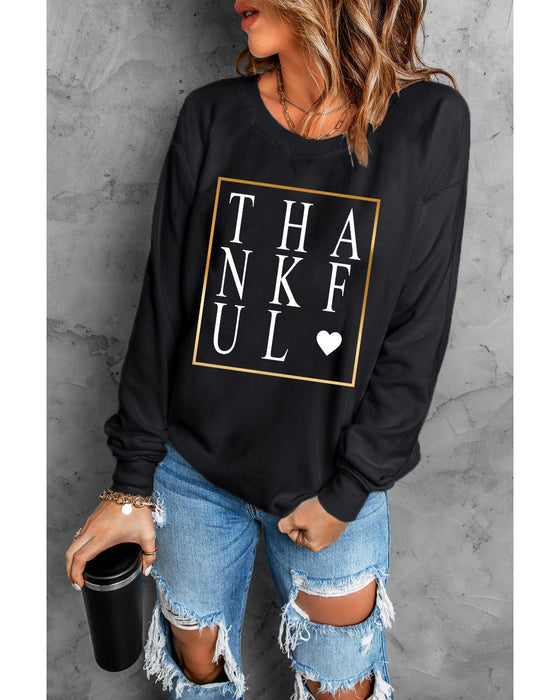 Azura Exchange Thankful Heart Print Sweatshirt - S