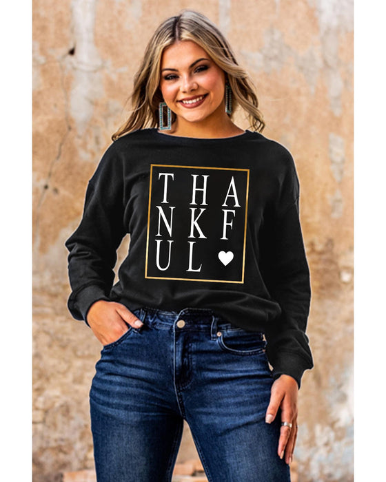 Azura Exchange Thankful Heart Print Sweatshirt - S