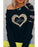 Azura Exchange Leopard Rhinestone Heart Graphic Sweatshirt - L