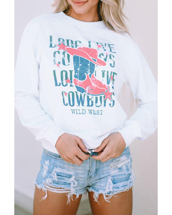 Azura Exchange LONG LIVE COWBOY WILD WEST Sweatshirt - L