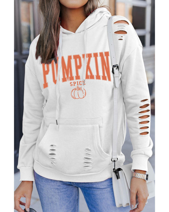 Azura Exchange Pumpkin Spice Distressed Hoodie - L