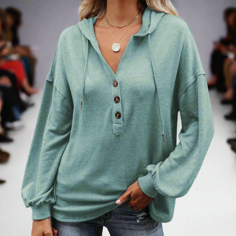 Danoz Direct - Azura Exchange High and Low Hem Hoodie with Buttoned Detail - L