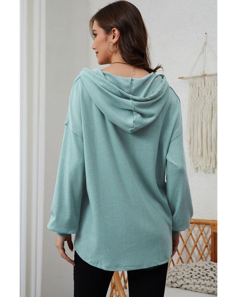 Danoz Direct - Azura Exchange High and Low Hem Hoodie with Buttoned Detail - L