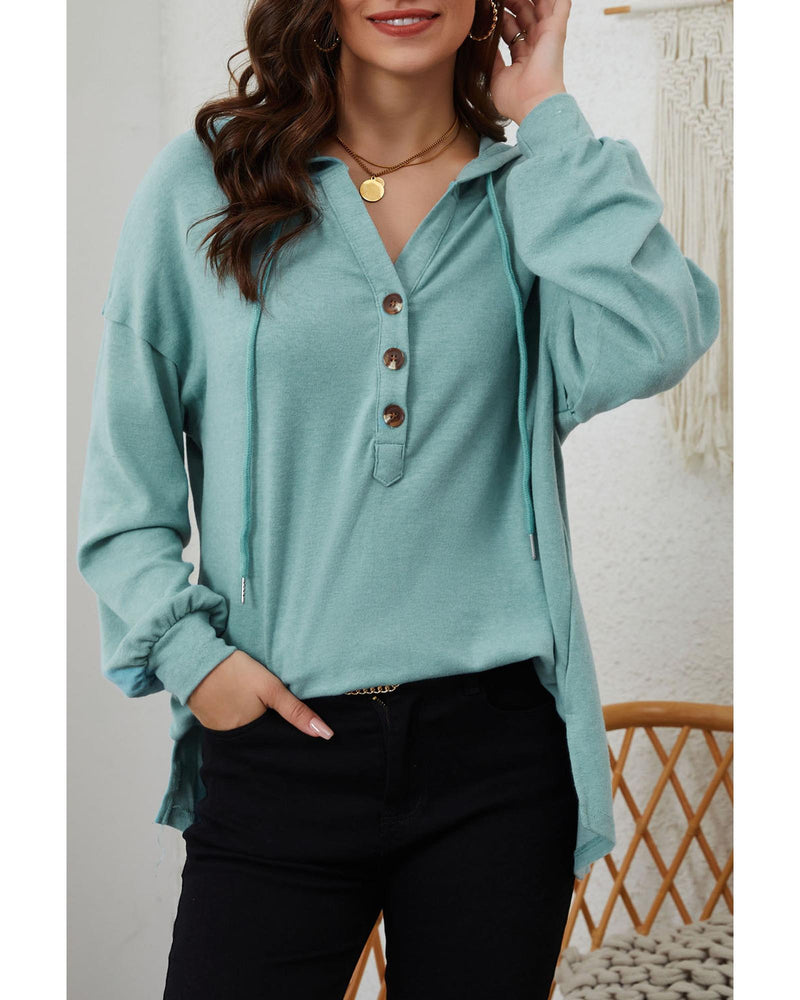 Danoz Direct - Azura Exchange High and Low Hem Hoodie with Buttoned Detail - L