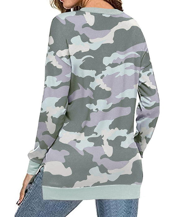 Azura Exchange Camouflage Pullover Sweatshirt with Slits - XL