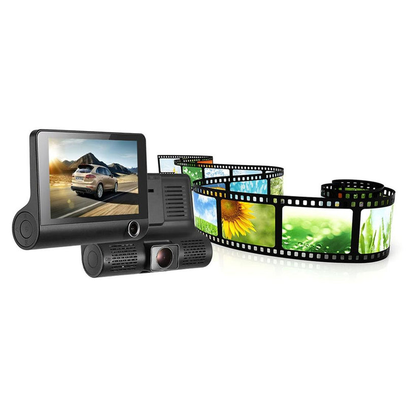 Danoz Direct - Full Hd 1080p 3-channel Car DVR with 4 Ips Screen 5mp Camera and 170 Degree Wide Angle
