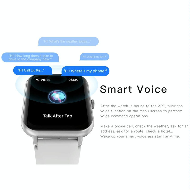 Danoz Smart - 1.83 Inch Touch Screen Ai Voice Heart Rate / Blood Oxygen / Blood Pressure / Sleep Monitoring Bluetooth Smartwatch - Black