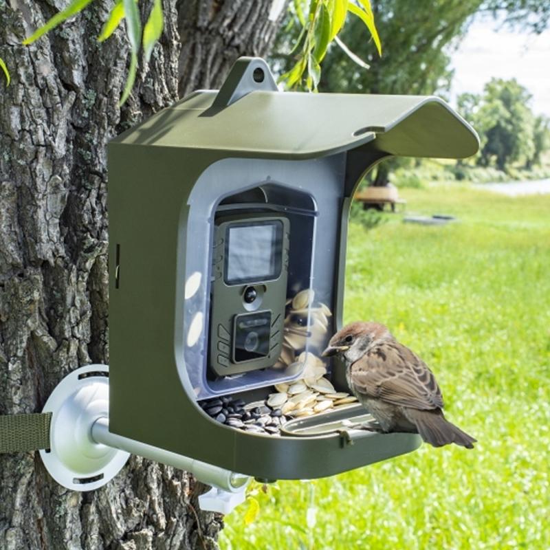 Danoz Smart - Outdoor Bird Watching Camera with Motion Sensor - Army Green Feeder
