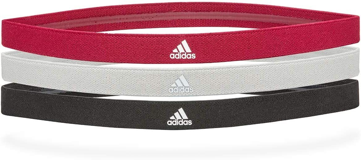 Danoz Fitness - Adidas 3-Pack Sports Hair Bands Training Stretch Headband - Black/Grey/Burgundy- Incl. Delivery