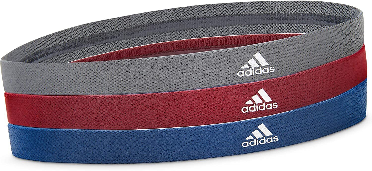 Danoz Fitness - 3pcs Adidas Sports Headband Hair Bands Gym Training Fitness Yoga - Grey/Blue/Burgundy - Incl. Delivery