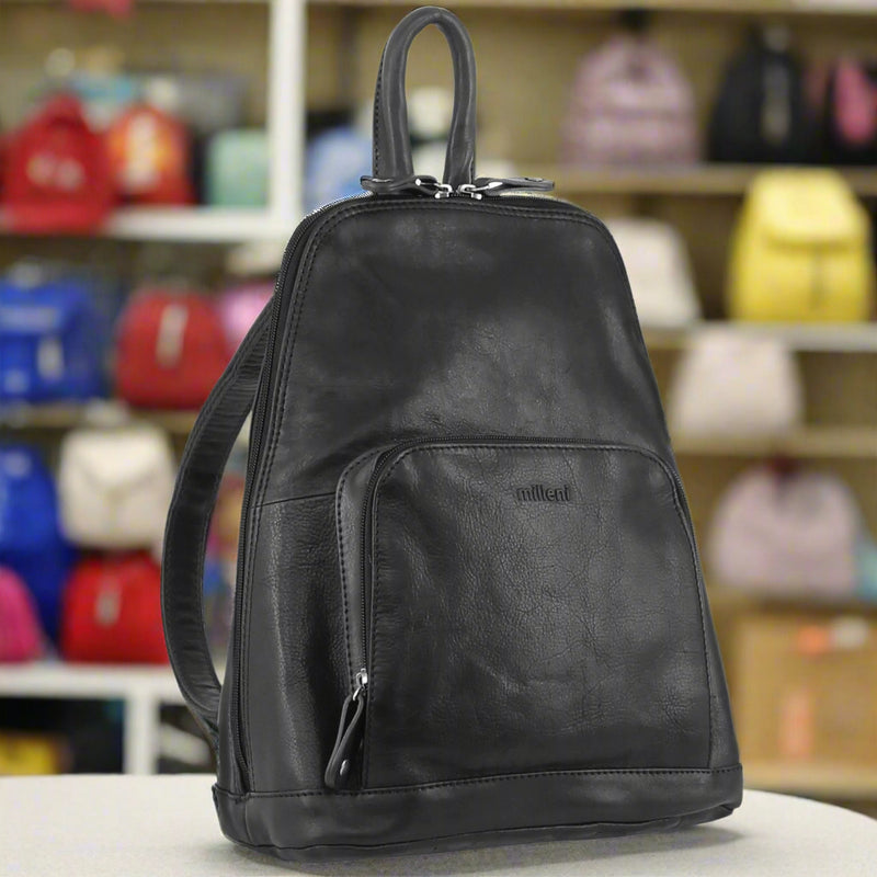 Danoz Fashion - Milleni Genuine Italian Leather Soft Nappa Leather Backpack Travel Bag - Black