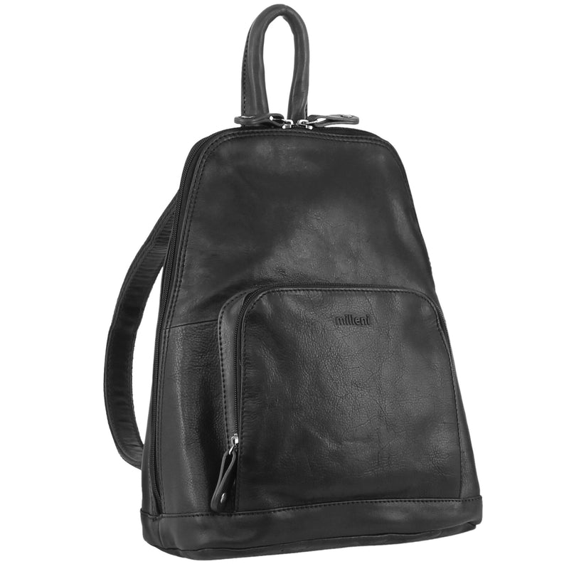 Danoz Fashion - Milleni Genuine Italian Leather Soft Nappa Leather Backpack Travel Bag - Black