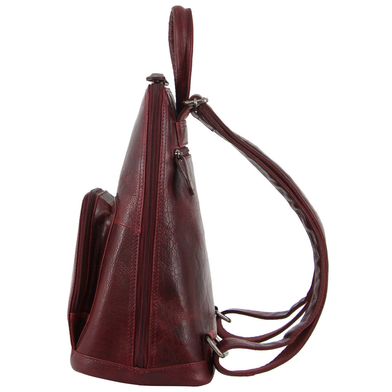 Danoz Direct - Milleni Womens Twin Zip Backpack Nappa Italian Leather Bag Travel - Cherry