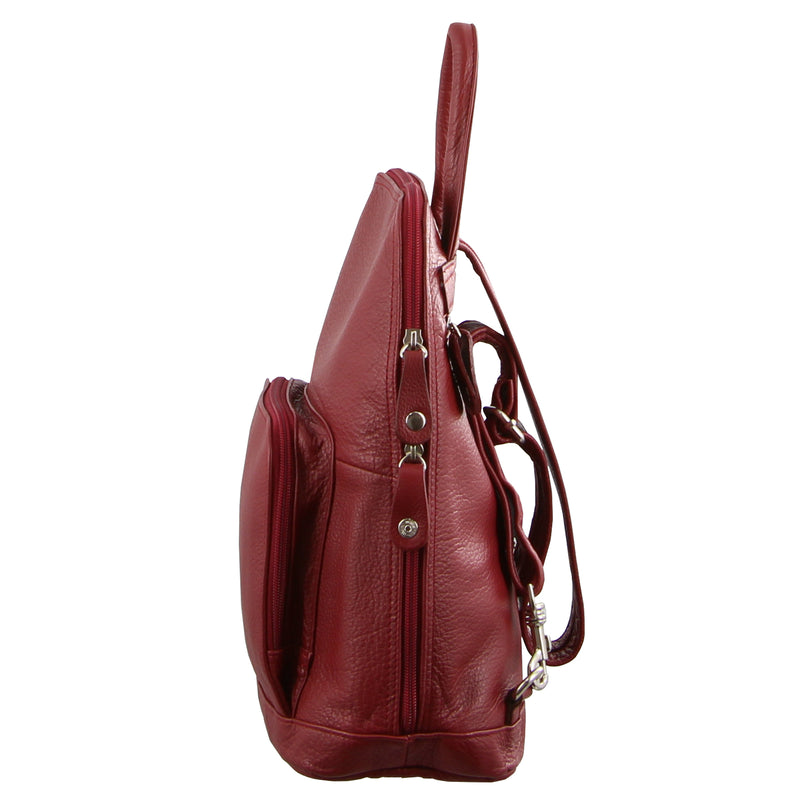 Danoz Direct - Milleni Womens Twin Zip Backpack Nappa Italian Leather Bag Travel - Red