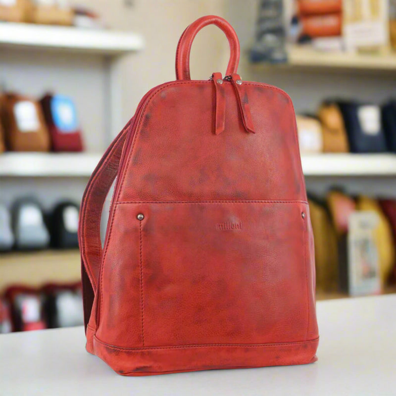 Danoz Fashion - Milleni Genuine Italian Leather Soft Leather Backpack Travel Bag - Red