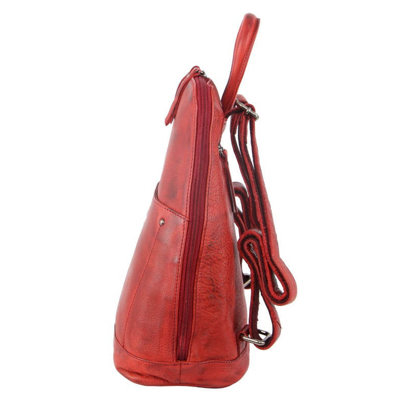 Danoz Fashion - Milleni Genuine Italian Leather Soft Leather Backpack Travel Bag - Red