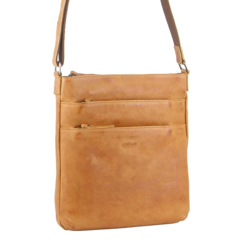 Danoz Direct - Milleni Womens Italian Leather Bag Soft Nappa Leather Cross-Body Travel - Caramel