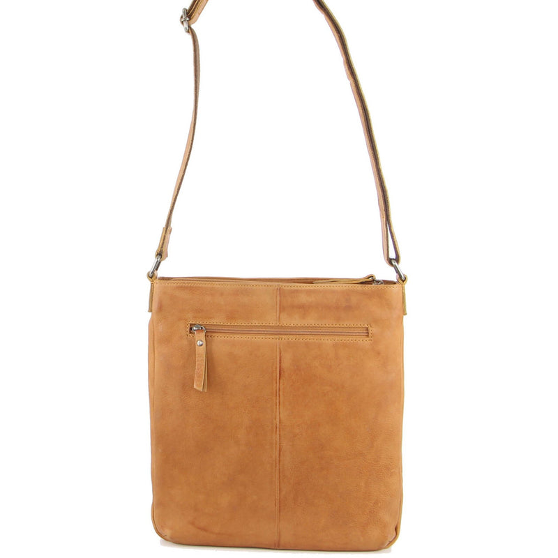 Danoz Direct - Milleni Womens Italian Leather Bag Soft Nappa Leather Cross-Body Travel - Caramel