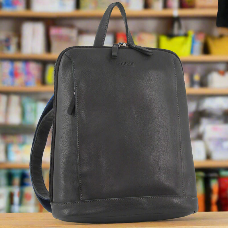 Danoz Direct - Milleni Ladies Nappa Leather Bag Twin Zip Backpack w/ Zipped Pocket - Teal