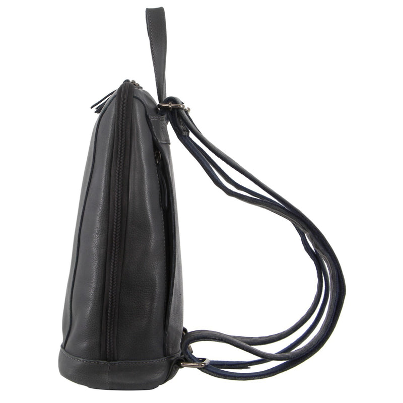 Danoz Direct - Milleni Ladies Nappa Leather Bag Twin Zip Backpack w/ Zipped Pocket - Teal