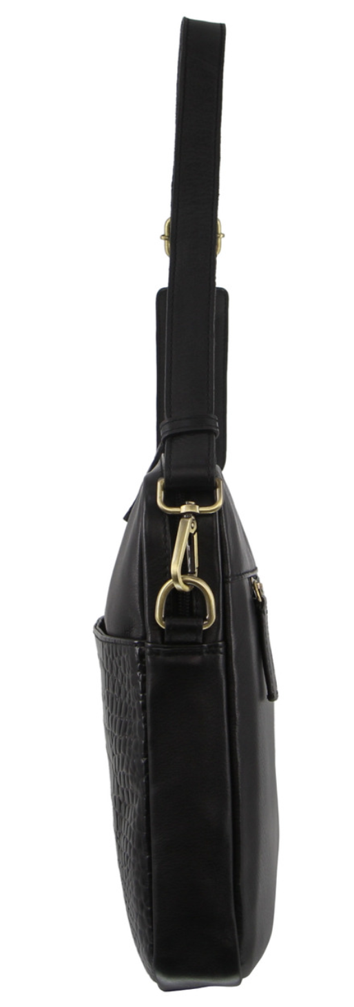 Danoz Direct - Pierre Cardin Croc-Embossed Leather Business Computer Laptop Bag - Black