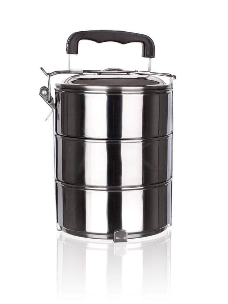 Danoz Cookware - Stackable 3-Tier Stainless Steel Lunch Bento Box Tiffin Storage Pot - 23cm x 15cm Incl. Delivery