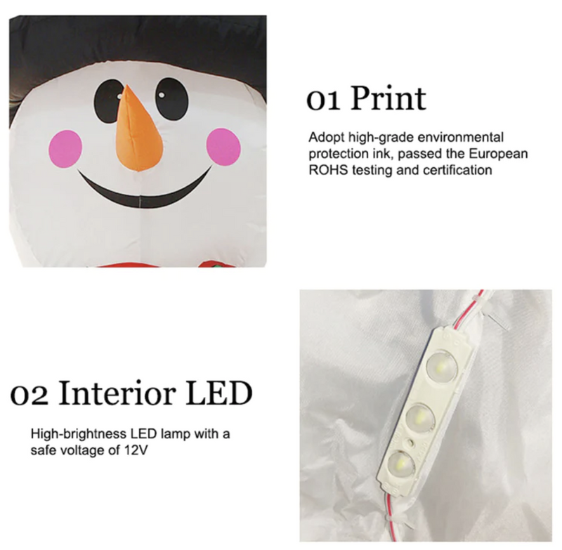 Danoz Xmas🎅 320cm Xmas Father Christmas Charm Santa Sleigh With Reindeer + LED Lights Inflatable