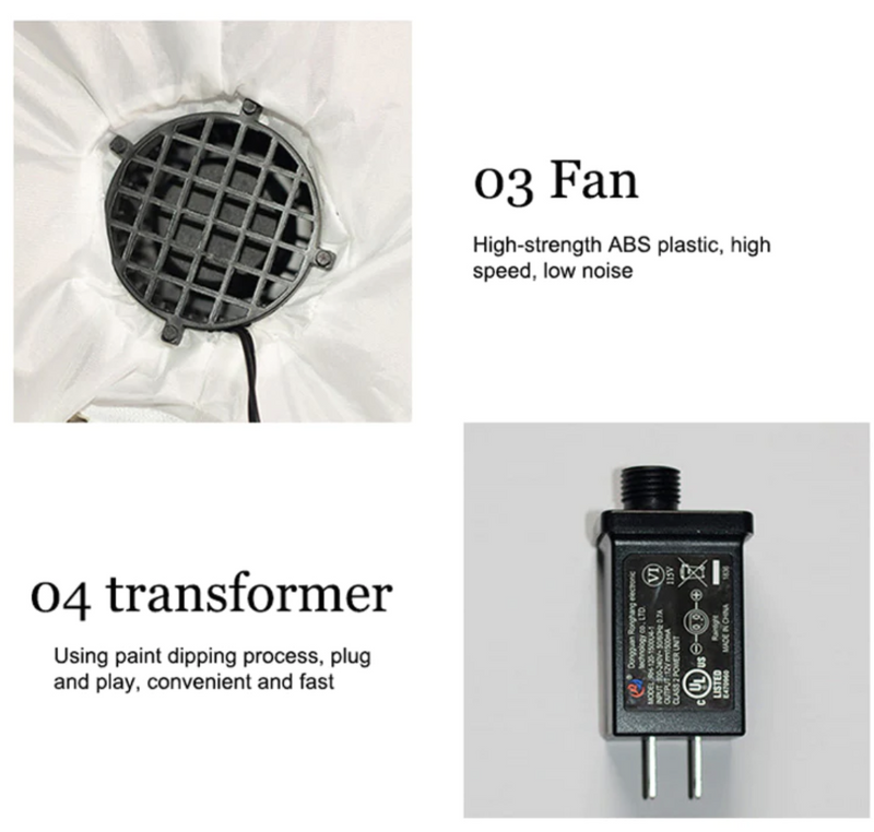 Danoz Xmas🎅 320cm Xmas Father Christmas Charm Santa Sleigh With Reindeer + LED Lights Inflatable