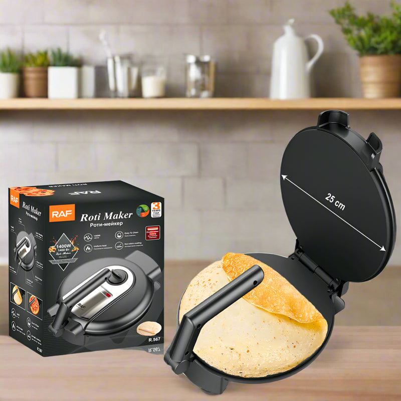 Danoz Kitchen - Electric Roti Maker ,chapati, pizza,tortilla bread maker Double-Sided Heating