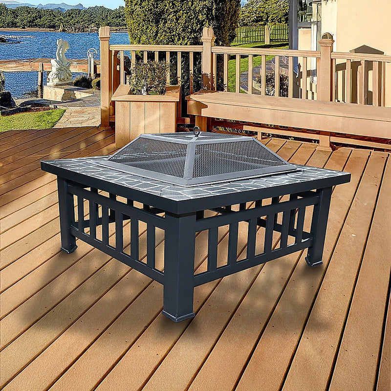 Danoz Direct - 18" Square Metal Fire Pit Outdoor Heater