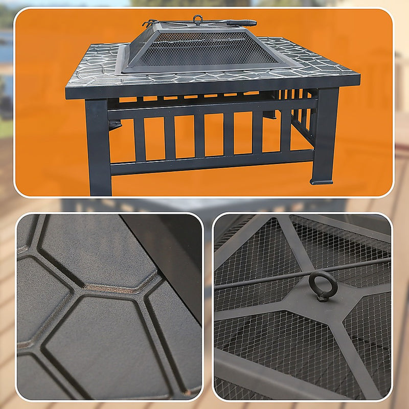 Danoz Direct - 18" Square Metal Fire Pit Outdoor Heater