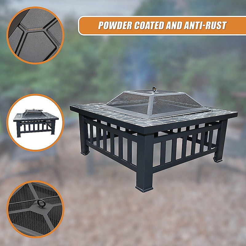 Danoz Direct - 18" Square Metal Fire Pit Outdoor Heater