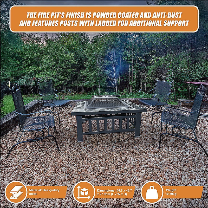 Danoz Direct - 18" Square Metal Fire Pit Outdoor Heater