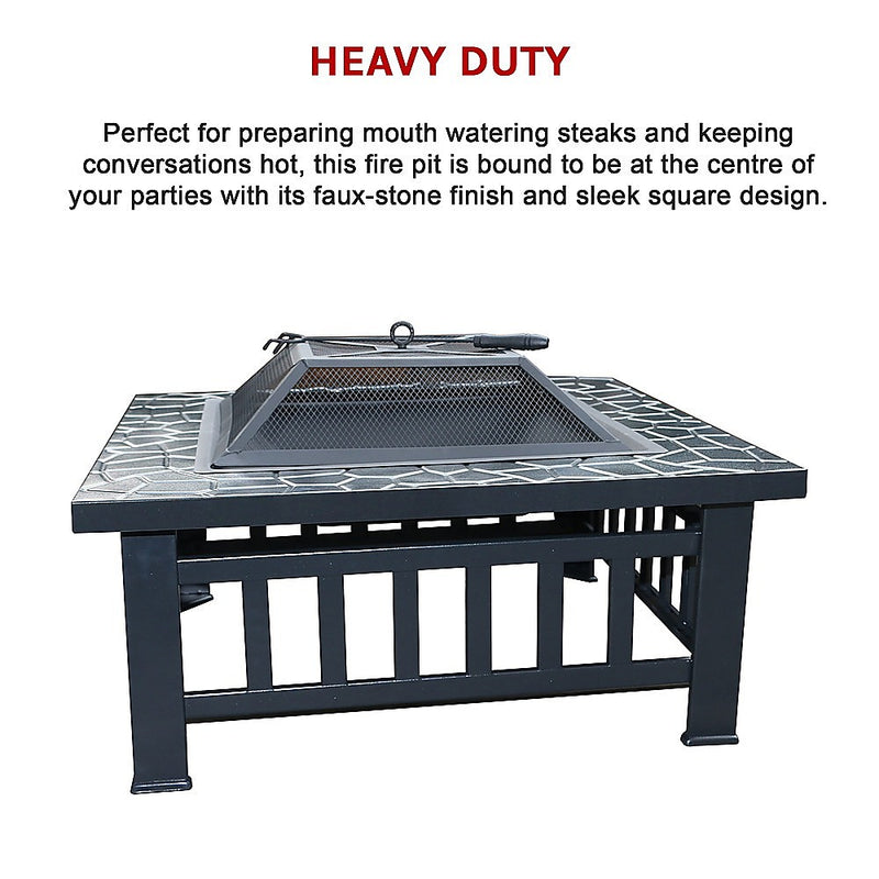Danoz Direct - 18" Square Metal Fire Pit Outdoor Heater
