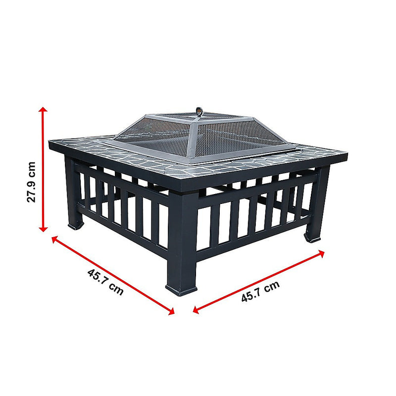 Danoz Direct - 18" Square Metal Fire Pit Outdoor Heater