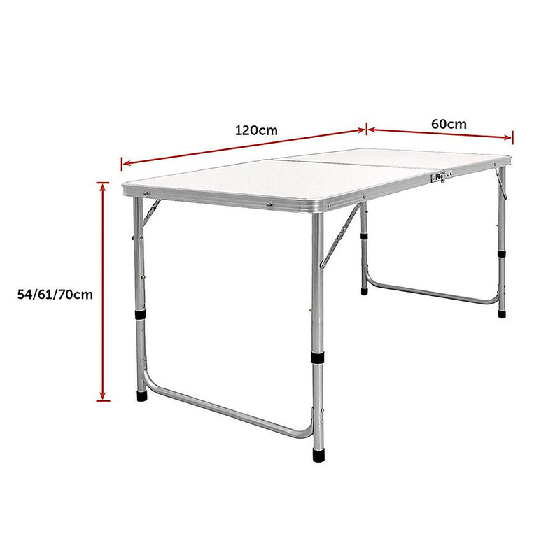 Danoz Direct - Aluminum Folding Table 120cm Portable Indoor Outdoor Picnic Party Camping Tables