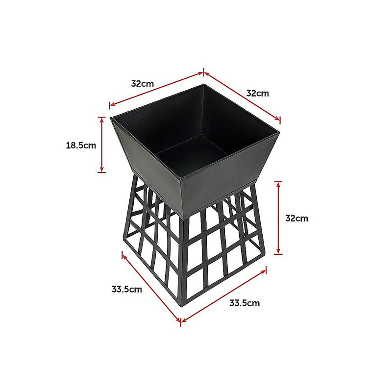 Danoz OutdoorSmart - Black Fire Pit Square Log Patio Garden Heater Outdoor Table Top BBQ Camping